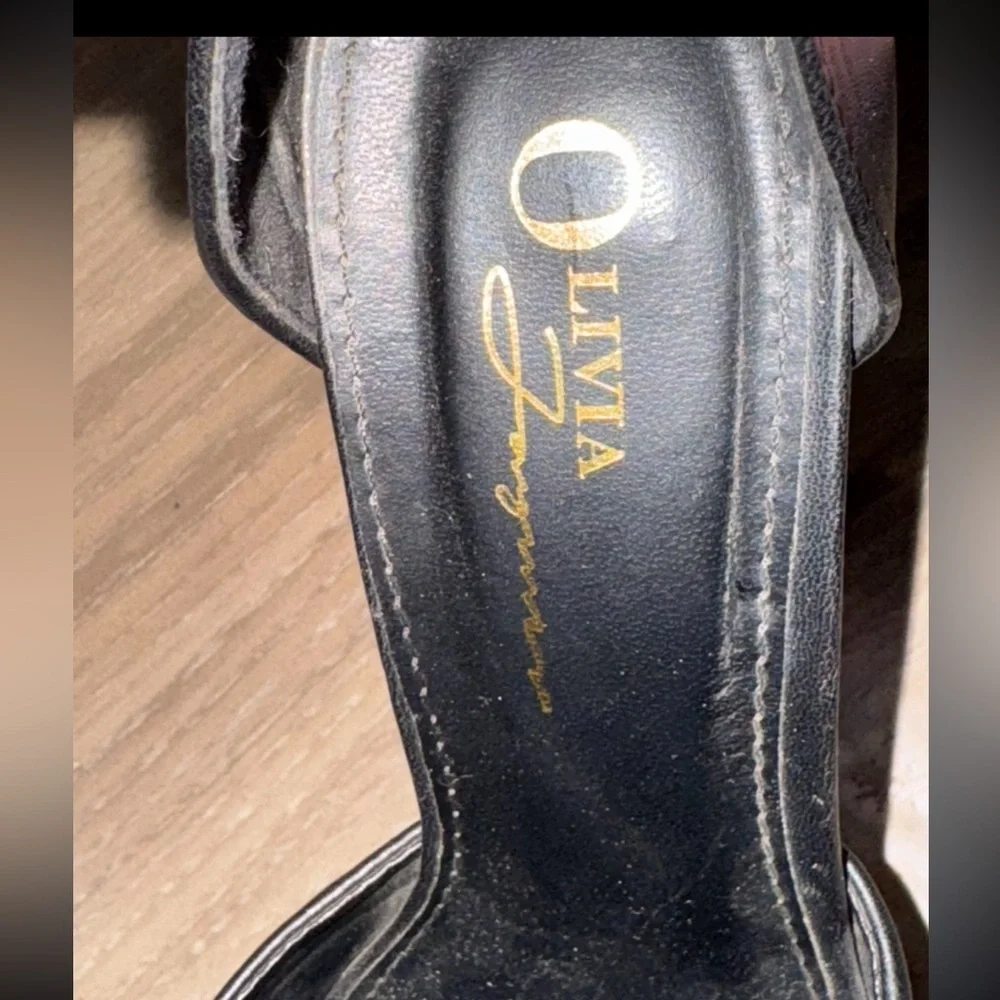 Olivia Ferragamo Black Square Peep Toe Platform Chunky Heel with Ankle Strap 7